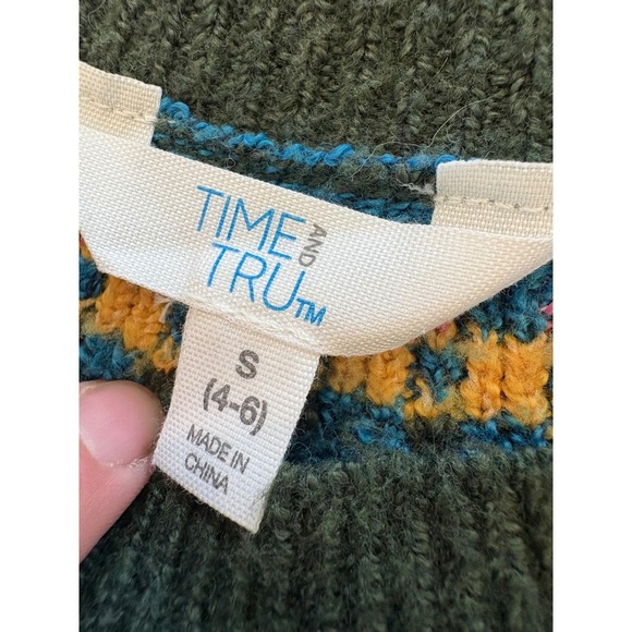 Time and Tru Girls Fair Isle Crew Neck Sweater Colorful Knit - Size S - Picture 3 of 3